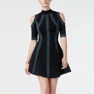 Guess Women's Half SLV Mirage Jacquard Dress, Jet Black/Multi